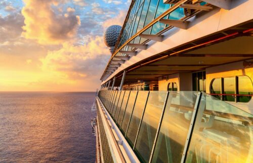Sunset,From,The,Open,Deck,Of,Luxury,Cruise,Ship